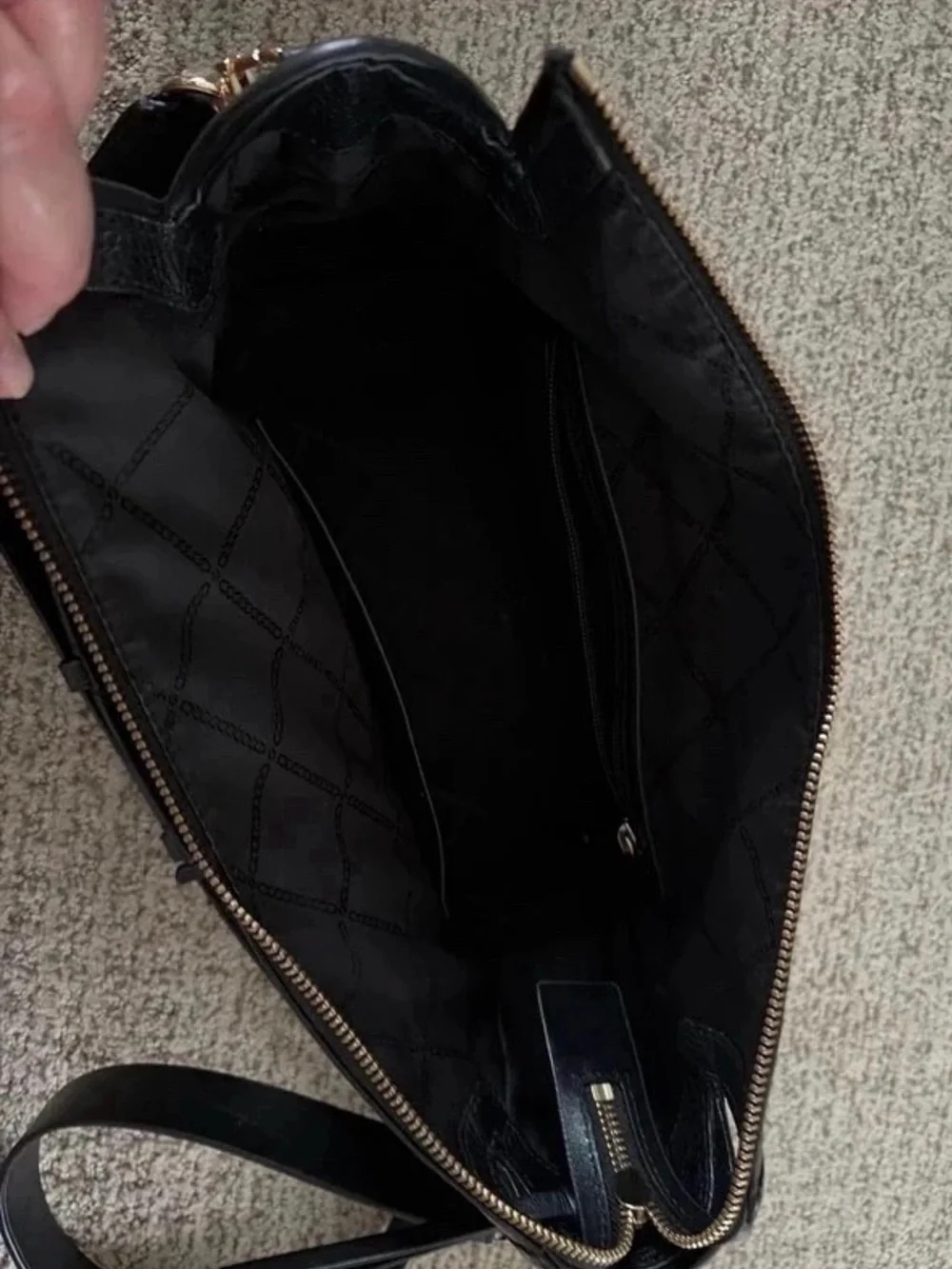Michael Kors Black Genuine Pebbled Leather Satchel Shoulder Bag
